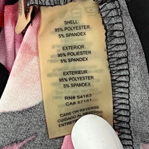 Karl Lagerfeld Top Women L Pink Black Floral Sleeveless Blouse Career Stretch - Picture 8 of 11